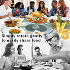 28'' Glass Lazy Susan Turntable Dining Table, 360° Large Round Serving Plate Tabletop Rotating Tray with with 6 Elegance Assi
