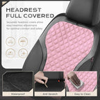 Coverado Car Seat Cover 5 Seats, Leather Seat Covers Full Set, Durable Waterproof Car Seat Protectors, Black and Pink Seat Co