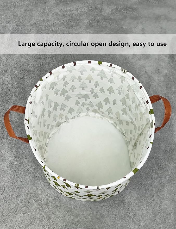 QUEENLALA Large Storage Basket,Laundry Hamper/Bathroom/Home Decor/Collapsible Round Storage Bin,Boys and Girls Hamper/Boxes/C