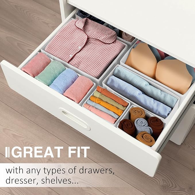 Criusia Drawer Organizer Clothes, 8 Pack Underwear Drawer Organizer, Foldable Closet Organizers and Storage Dresser Drawer Di