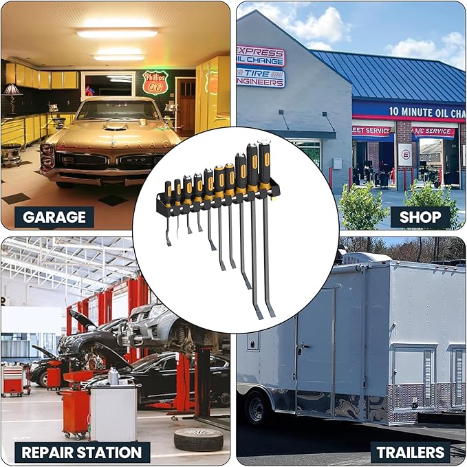 UNITEDPOWER Pry Bar Holder, Lockable Wall Mount Storage Rack Organizer for Workshop, Shed, Garage, Home, Stores up to 10 13 T