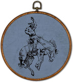KSDUT Western Cowboy Horse Blue Wall Art Decor - Brown Bucking Southwestern Wall Art Canvas Frame Hanging Prints, Mid Century