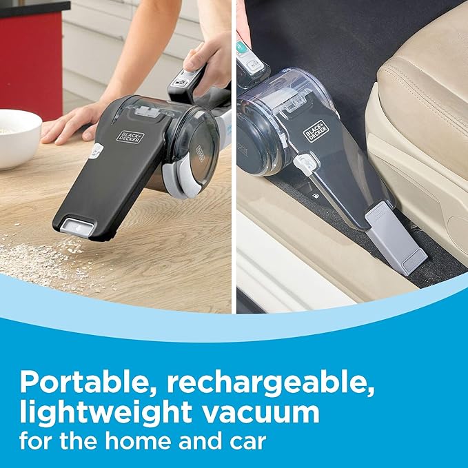 BLACK+DECKER dust buster PIVOT VAC Handheld Vacuum Cordless, Car Vacuum Portable Rechargeable, Extendible Crevice Tool and 20