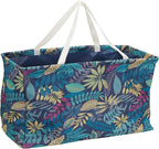 Household Essentials Large Canvas Utility Tote Bag with Handles | Collapsible Storage Basket for Laundry, Groceries, College, Beach, Car & More | Water-Resistant Lining | 11"x22"x13"