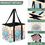 Mandala Reusable Grocery Bags Large Shopping Tote Bag with Reinforced Bottom Board, Water Resistant Foldable Storage Bags for