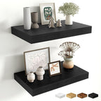 Fun Memories Black Floating Shelves for Wall - 10 x 16 Floating Shelf - Rustic Wood Storage Shelf - Wall Shelves with Invisib
