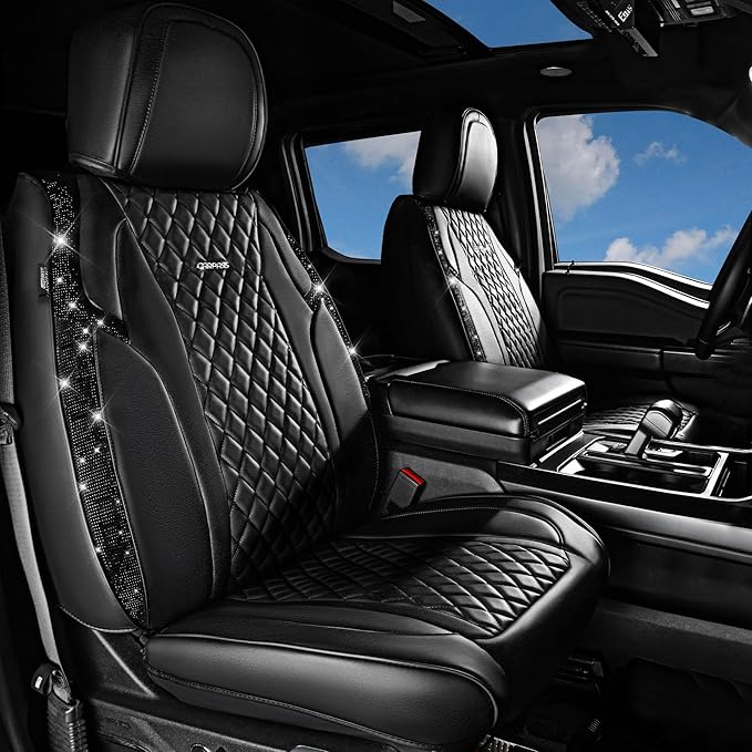 CAR Pass Bling Car Seat Covers, Microfiber Nappa Leather Luxury Cushioned, Waterproof Heavy-Duty Anti-Slip Universal Fit for 