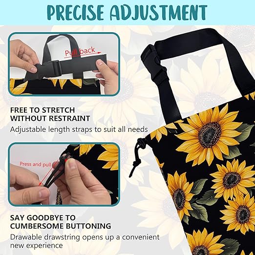 Car Garbage Bag Retro Yellow Sunflowers Hanging Canvas Car Trash Bag Drawstring Car Back Seat Organizer for Car Back Front Seat Console with Adjustable Buckle