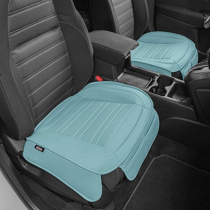 Motor Trend Seat Covers for Cars Trucks SUV, Faux Leather 2-Pack Mint Padded Car Seat Covers with Storage Pockets, Premium In