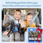 Car Backseat Organizer with Tablet Holder,11 Storage Pockets with Foldable Food Tray, Protector Kick Mats for Kids, Travel Accessories Organizer (Gray, 2-Pack)