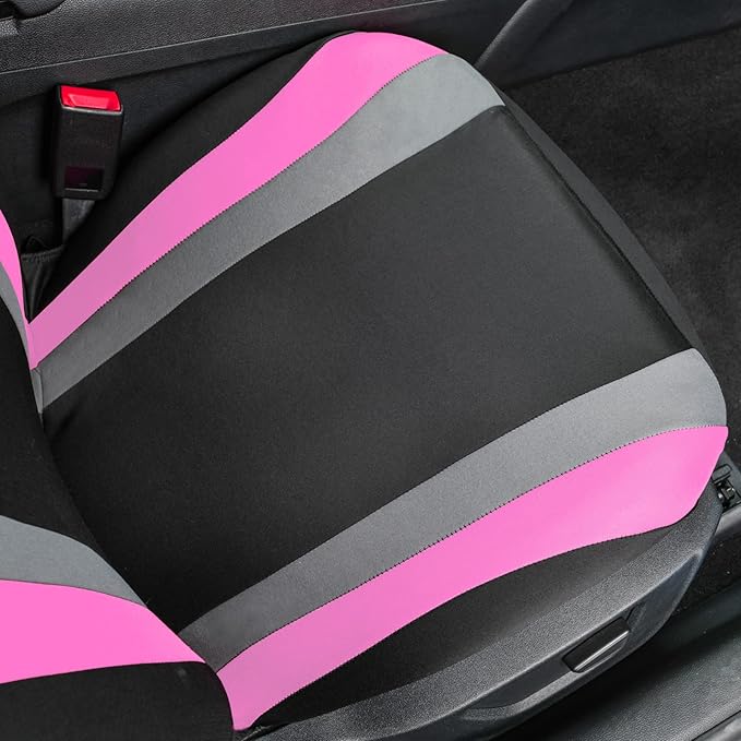 Outlet Line Rider Universal Fit High Back Two Front Car Seat Cover Set,Airbag Compatible (Two Front seat Cover, Pink)