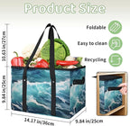 Reusable Grocery Bags Heavy Duty Shopping Bags Foldable Large Tote Bags with Long Handles & Hard Bottom