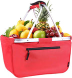 Picnic Basket, SIYUAN Collapsible Shopping Basket 24L Portable Grocery Basket with 2 Handles Reusable Folding Market Basket L