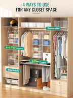 Hanging Closet Organizer, 4 Tier Metal Closet Organizers and Storage with 4 Hanging Hooks 4 S-Hooks for Wardrobe Laundry Room