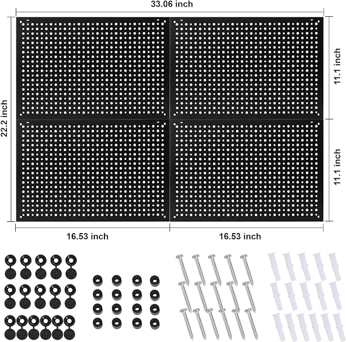 4 Pack Heavy Duty Steel Pegboard Garage Organization Panels,Universal 1/8 and 1/4 Pegboard Accessories,Suitable for Tool Stor