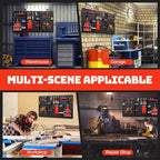 Goplus Garage Pegboard Tool Organizer, 4ft Metal Pegboard Wall Organizer w/3 Pegboards, Drill Bit Rack, Wrench Rack, Hooks Ac