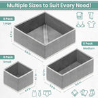RFAQK 18 Pack Drawer Organizer Clothes-3 Sizes Dresser Organizer for Underwear Closet, Baby Clothes Organizer for Wardrobe-Fo