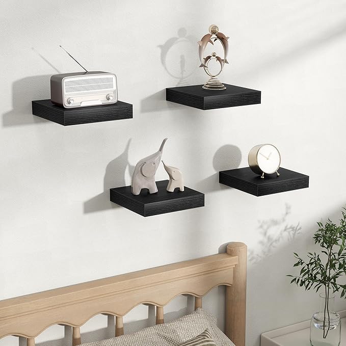 Fun Memories Floating Shelves for Wall, Rustic Wood Wall Mounted Shelves for Bathroom, Bedroom, Living Room & Kitchen, Storag
