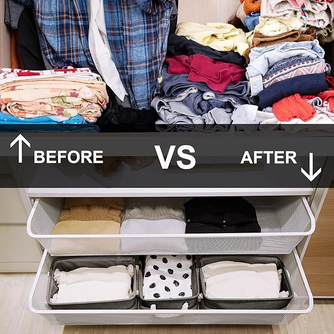 HNZIGE Shelf Baskets for Storage(3 Pack) Storage Bins Fabric Storage Baskets for Shelves,Baskets Set for Organizing Clothes,N