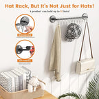 2 Pack Metal Hat Organizer for Baseball Caps with 12 Large Clips, Wall-mounted Hat Rack Holds up to 24 Hats, Hats Hanger Hold