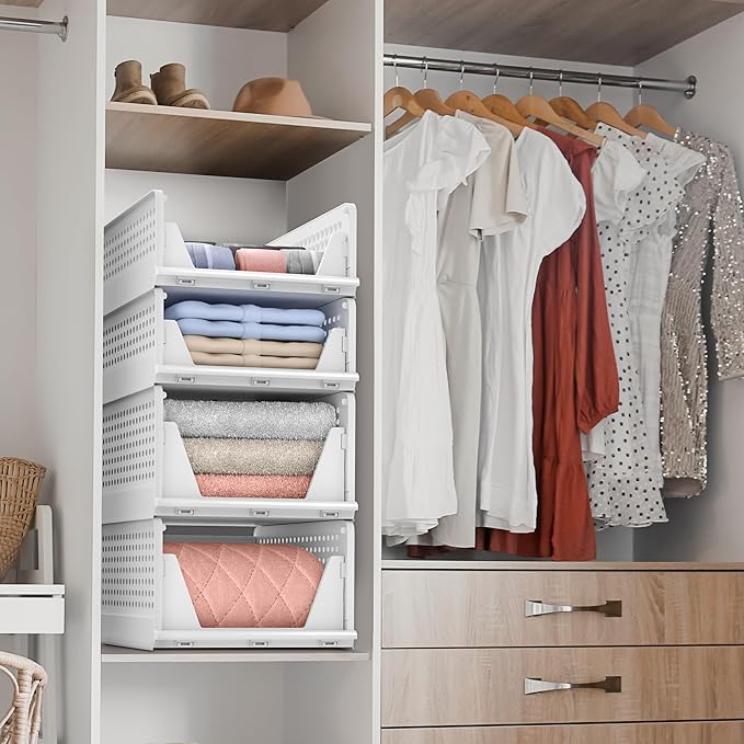 Sorbus Shelf Organizer - Closet Shelf Organizer for Clothes, Closet, Bathroom, Kitchen, Garage - Plastic Stackable Shelf Orga
