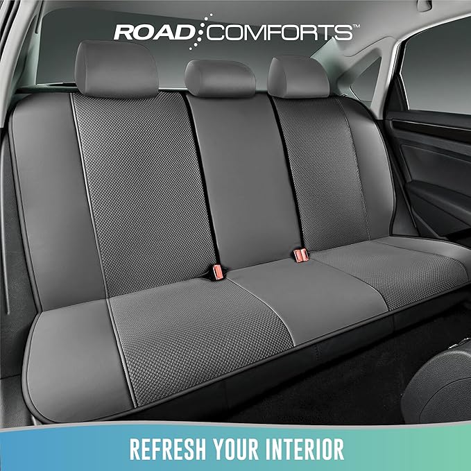 Road Comforts Full Set Leather Mesh Car Seat Cover - Front and Rear, Breathable & Stylish, Airbag Compatible, Universal Fit f