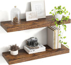 24 Inch Floating Shelves, 8 Inch Deep Floating Shelves for Wall, Hanging Shelf with Invisible Brackets, Deep Shelves for Bath