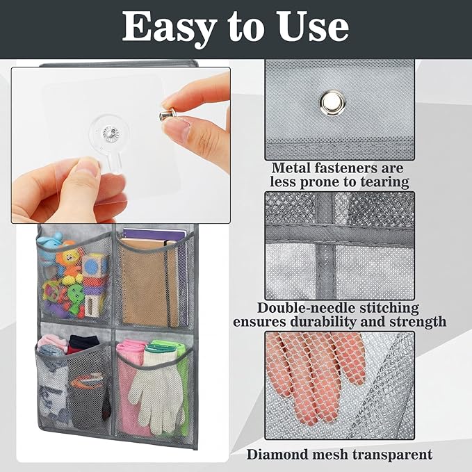 2 Pack Hanging Locker Organizer Wall Mounted Shoes Rack Cabinet Storage Bags with Adhesive Hooks Closet Hanging Space Saving 