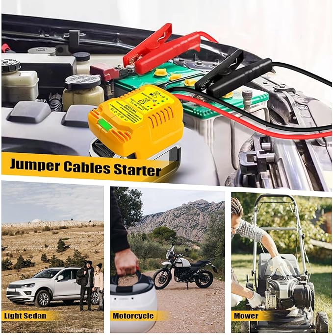 Jumper Cables with Adapter for DeWalt 20V Battery Jump Car Starter,12V Portable Car Starter,with 11AWG Jump kit Cable for Automotive Booster Cable Adapter(Battery not Included)