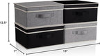 Storage Bins with Lid, Foldable Clothing Storage Box case with Handle for Closet, Bedroom, Home, Gray+Black, 13L x 12.5W x 7H