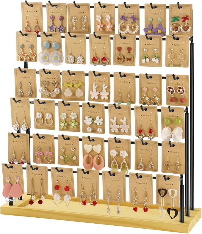Jewelry Display for Vendors,6 Tiers 42 Hooks Earring Rack Display Holder Stand, Earring Organizer Holder for Necklaces Rings 