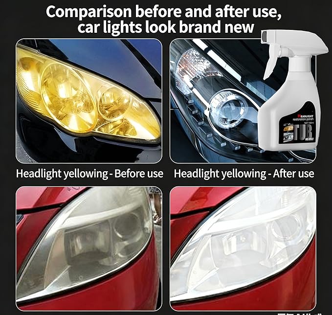 HISKI Headlight Restoration Kit with Ceramic Coating, Automotive Headlamp Restoration Fluid Kit, Headlight Restoration Kit,Mu
