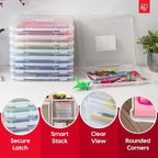 IRIS USA Board Game Storage Craft Organizer Box with Snap-Tight Latch Lid, 2-Pack Portable Plastic Case Bin for Puzzles, Maga