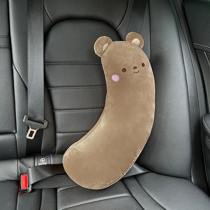 Car Pillow for Kids, Dinosaur Seat Belt Cover, Seatbelt Adjuster for Kids Car Seatbelt Covers, Vehicle Shoulder Pads, Seatbelt Cushion for Kids, Seat Strap Pillows Kids (Brown)