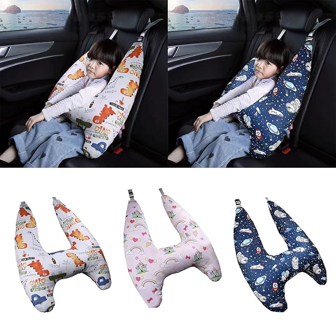 Generic Car Seat Belt Pillow and Adjuster Kit for Kids, Travel Pillow Headrest Neck Support Cushion Seatbelt Cover and Safety