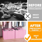 SpaceAid Shoe Organizer for Closet, 2 Pack Foldable Shoe Storage Containers Baskets Boxes Bins w/Adjustable Dividers, Fits 16