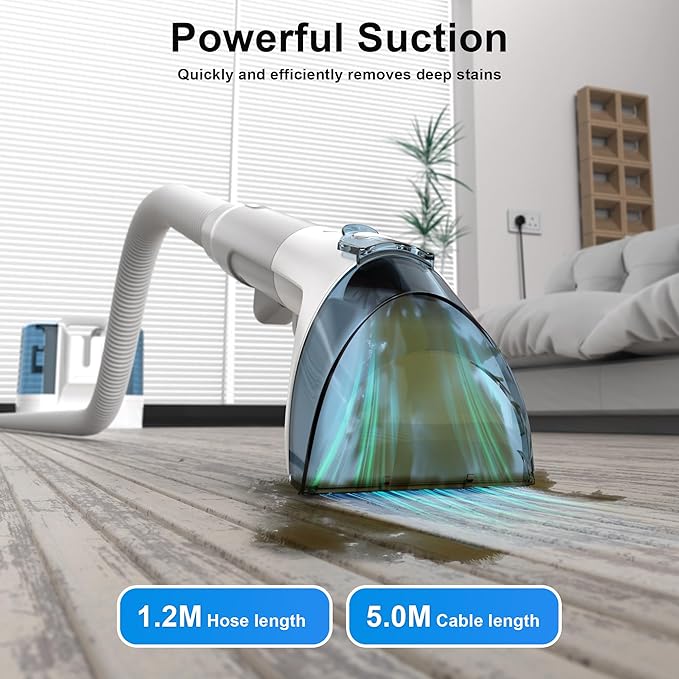 Carpet Cleaner Machine Upholstery - 450W Shampooer Portable for Couch Rug Sofa Car Seat Furniture Fabric Wet Vacuum Spot Hand