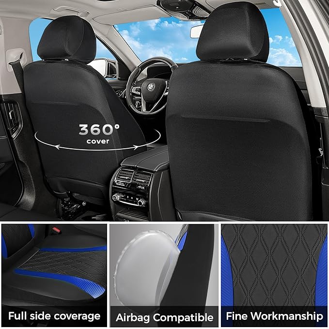 FLORICH Front Car Seat Covers, Leather Seat Covers for Cars, Waterproof Car Seat Protector Breathable, Front Seat Covers for 
