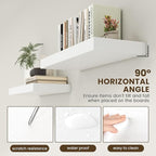 30 Inch Floating Shelves | 12 Inch Deep White Floating Shelves | 30" W x 12" D Rustic Wood Shelves for Wall | Deep White Shel