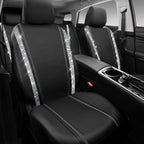 CAR PASS Bling Diamond Car Seat Covers, Shining Rhinestones Waterproof Faux Leather, 7 Seats 3 Rows with Zipper Glitter Crystal Sparkle Strips Universal Fit 95% MPV,SUV,CAR for Women Girl, Silver