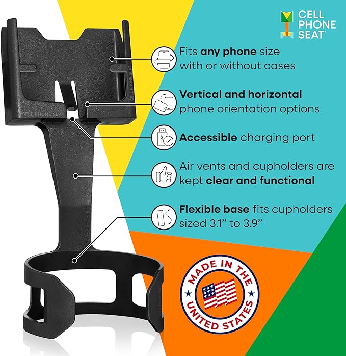 Cup Holder Phone Holder Mount for Car - Universal Adjustable Expander Cradle Hands-Free Driving - Compatible with All Smartphones Car Mount for iPhone Samsung Google Android Mobile Black 2-Pack