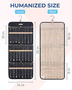 BAGSMART Hanging Necklaces Organizer Jewelry Holder Storage Roll with Hanger Metal Hooks Double-Sided Jewelry Organizer for N