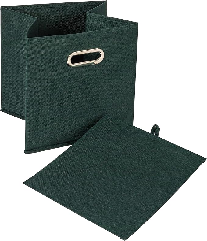 Household Essentials Foldable Fabric Storage Cubes 6-Pack – 11x11x11 Stackable Non-Woven Bins with Chipboard Sides & Grommet 