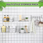 Yaocom 12 Pcs Wall Grid Hanging Basket Shelf Hooks Set bulk Grid Wall Accessories Includes 4 Basket 4 Wire Straight Shelf and