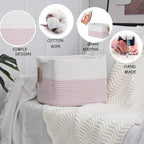COMFY-HOMI 3PACK Cotton Rope Square baske with Handles for Shelves|Dog Toy baske Bin and Storage|Baby baske for Gift|Shoe bas