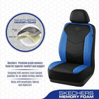 Skechers Memory Foam Seat Covers,Leather Car Seat Covers, Ultimate Comfort & Support Front Seat Covers Airbag Compatible, Aut