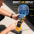 Cordless Tire Inflator Air Compressor Compatible with Dewalt 20V Battery (Tool Only), 150 PSI Portable Car Air Pump with Digital Pressure Gauge, Automatic Shut Off, LED Light
