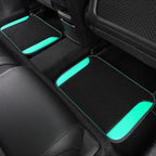 CAR PASS Faux Leather Steering Wheel Cover and Waterproof Car Floor Mats,Universal Car Combo Fit for 95% Sedan,SUV,Cars,14.5-15inch Sporty Anti-Slip Safety Comfortable Design(Black＆Mint)