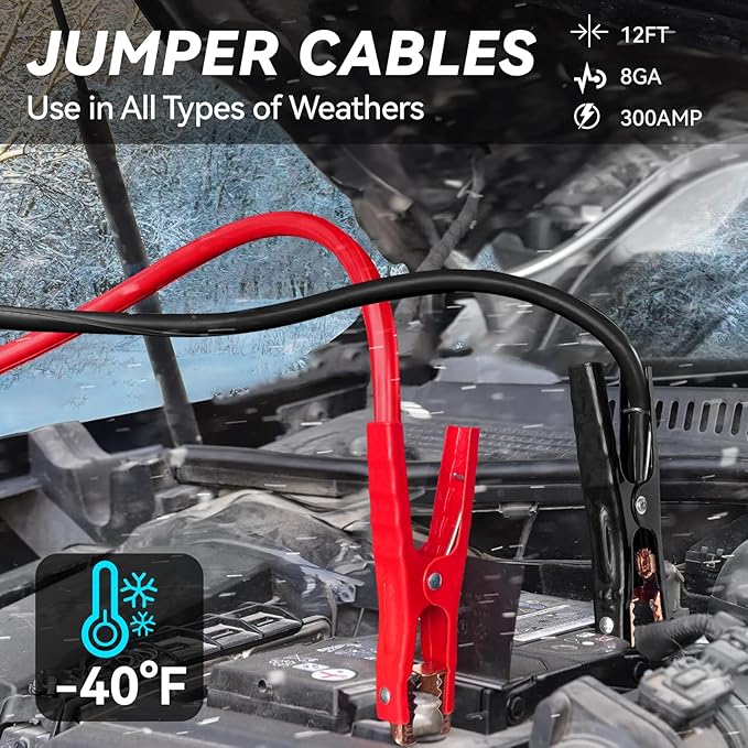 Car Emergency Kit with Jumper Cable, First Aid Kit, Winter Travel Assistance with Detachable Snow Shovel, Safety Emergency Ki