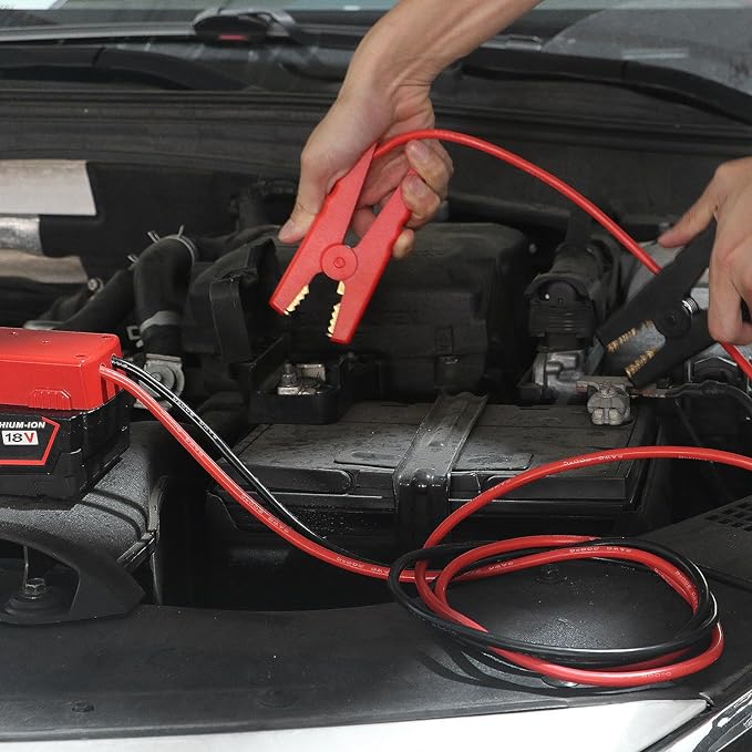 Jumper Cables for Car with Adapter for DEWALT 20V Batteries, 8AWG 5.9FT Auto Booster Cable for Jump Starting Car Using Tool Battery